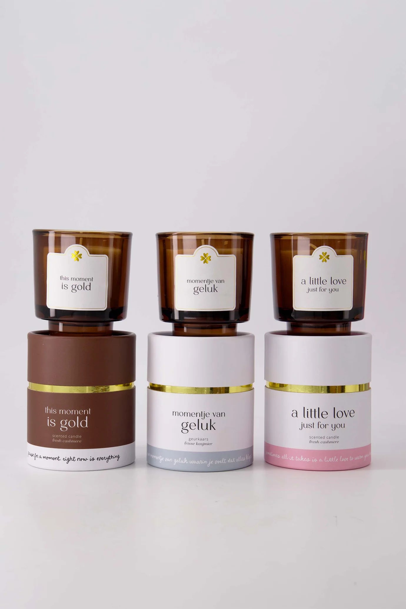 Zusss - geurkaars glas in koker this moment is gold - brown/white