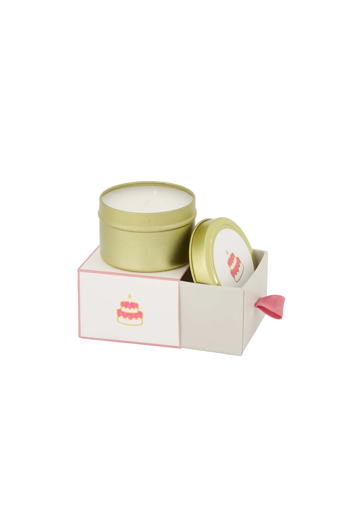 Zusss - geurkaars tinnen in schuifdoosje gefeliciteerd taart - wit/roze