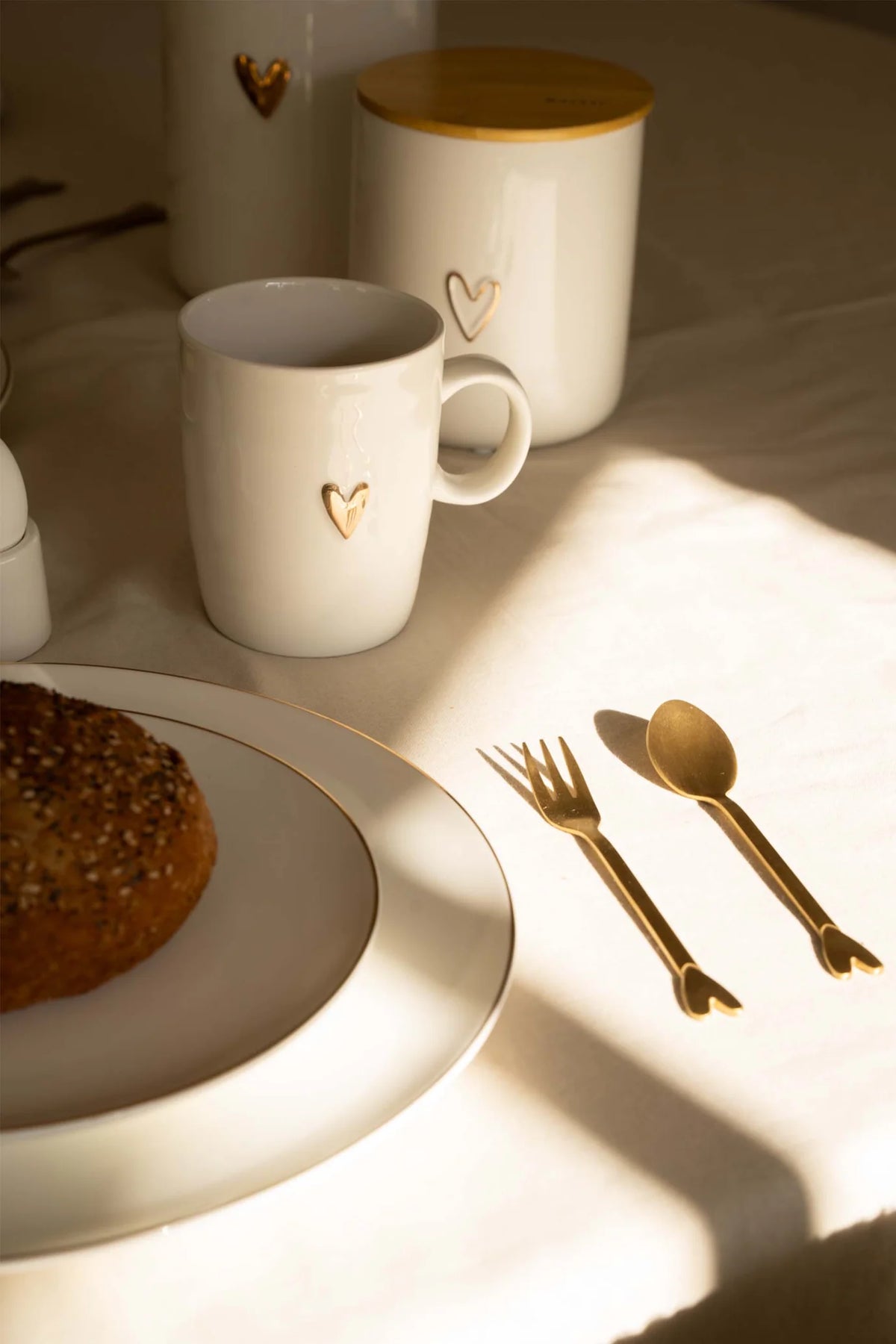 Zusss - cake forks heart set of 2 - gold
