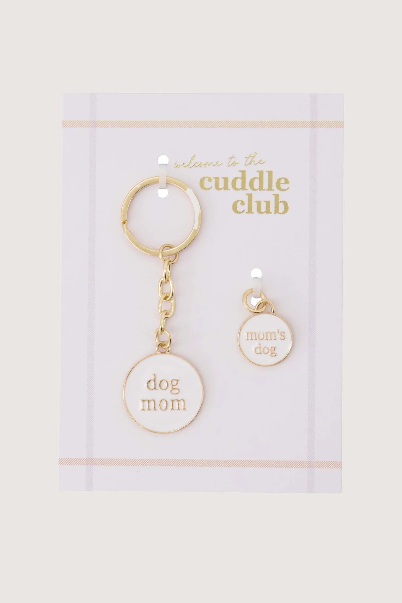 Zusss - ansichtkaart sleutelhanger/penning dog mom - wit/goud