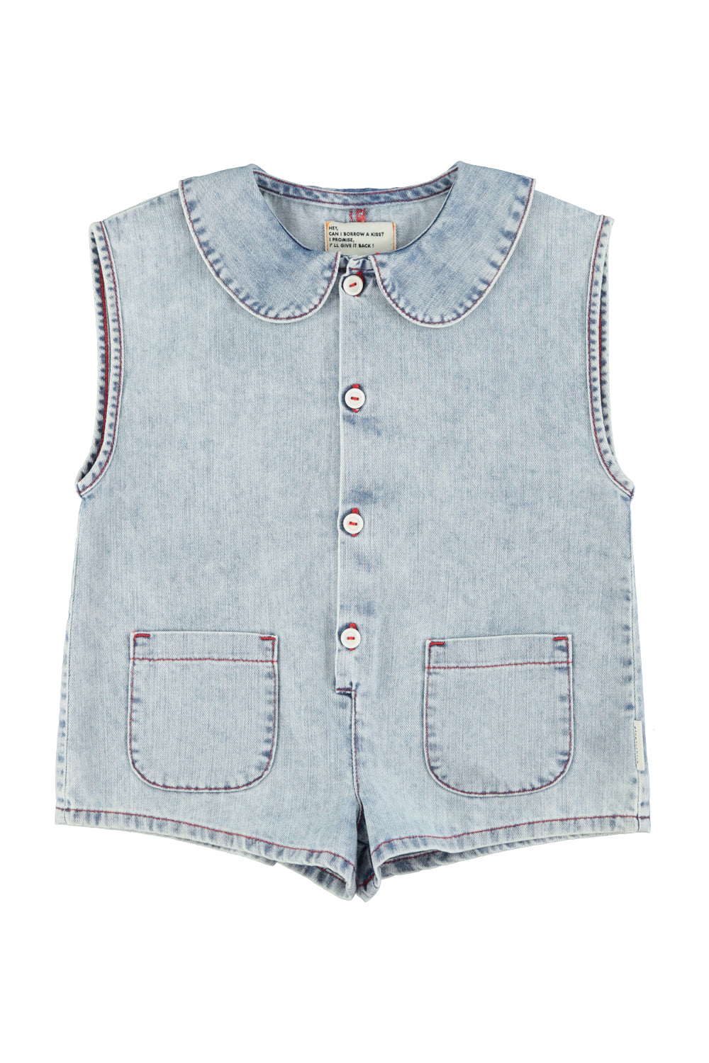 Piupiuchick - short sleeveless jumpsuit - blue light denim