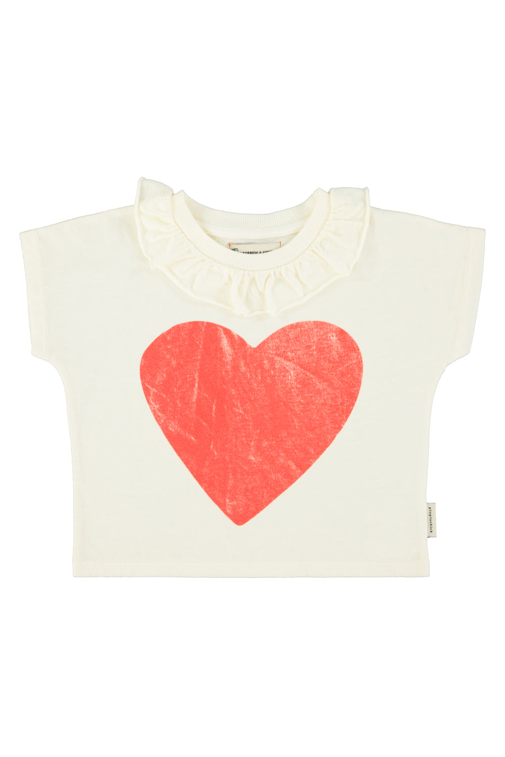 Piupiuchick - tshirt with collar - ecru with red heart