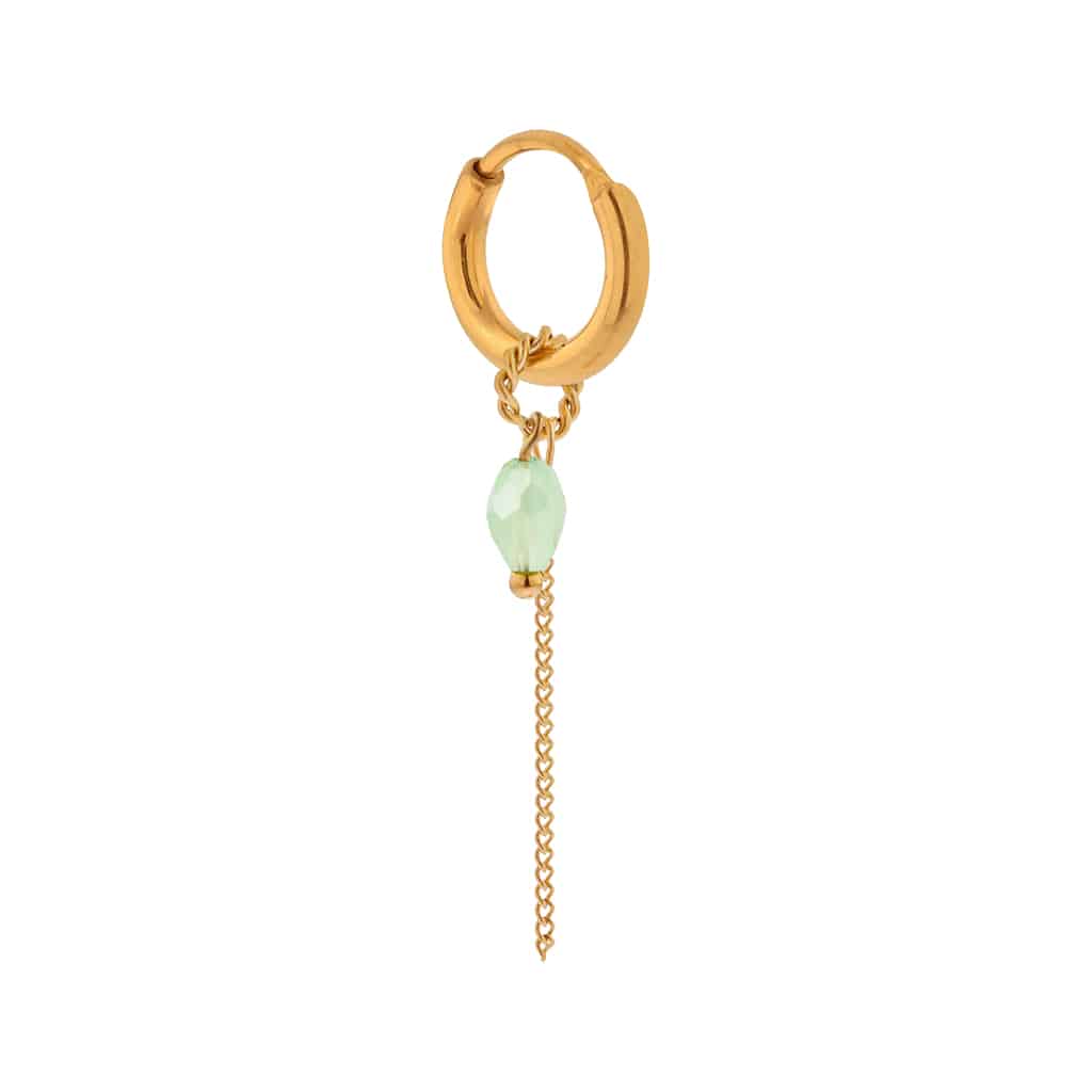 Label Kiki - chain light green drop hoop gold