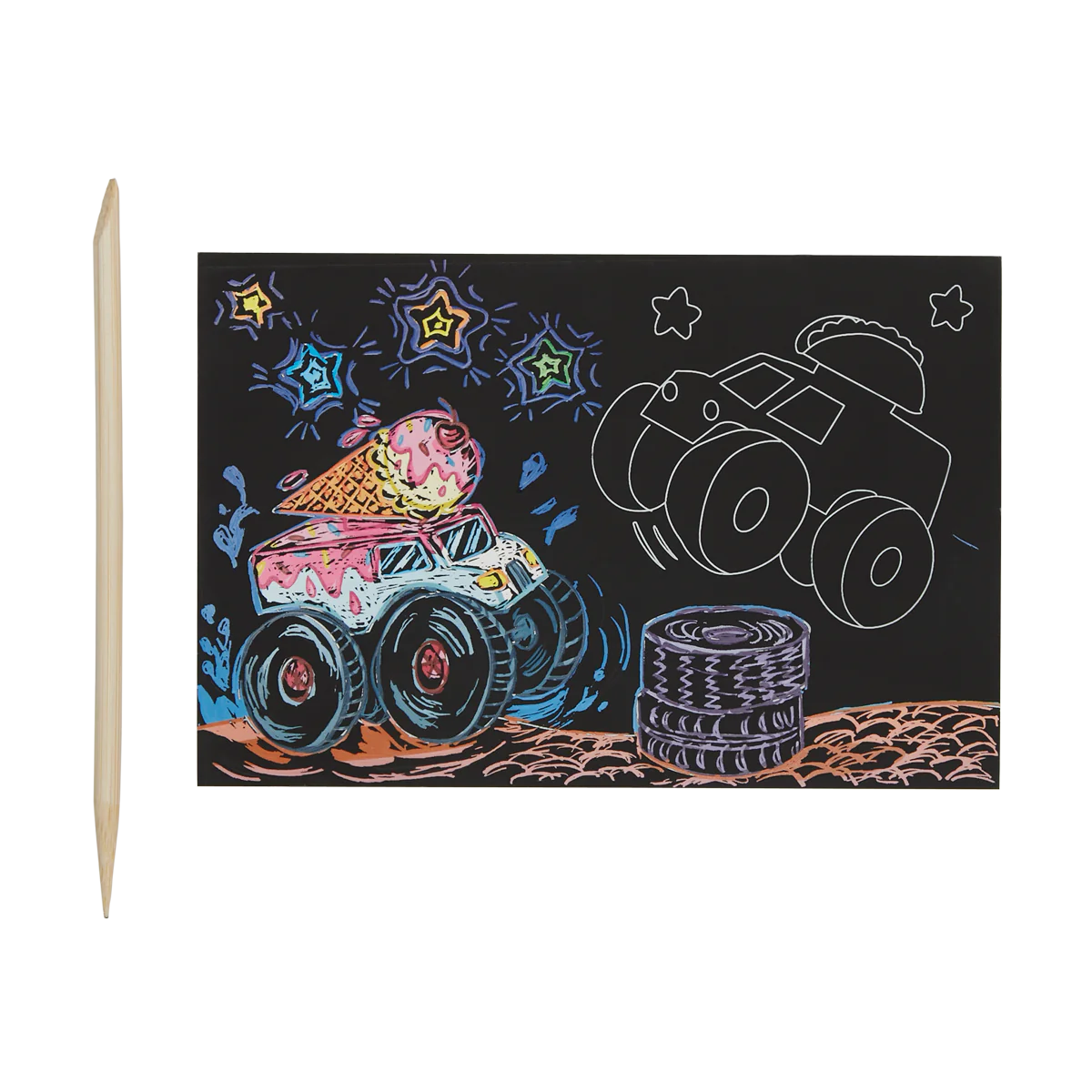 Ooly - mini scratch & scribble - monster trucks