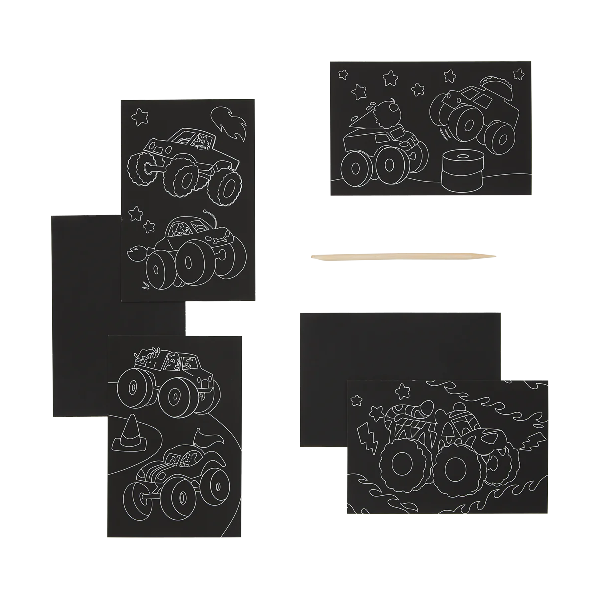 Ooly - mini scratch & scribble - monster trucks