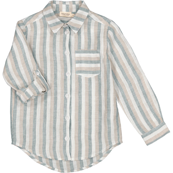 MarMar - tommy fine linen hemd - dusty blue stripe