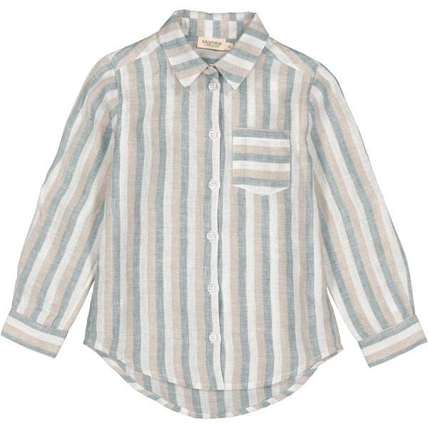 MarMar - tommy fine linen hemd - dusty blue stripe