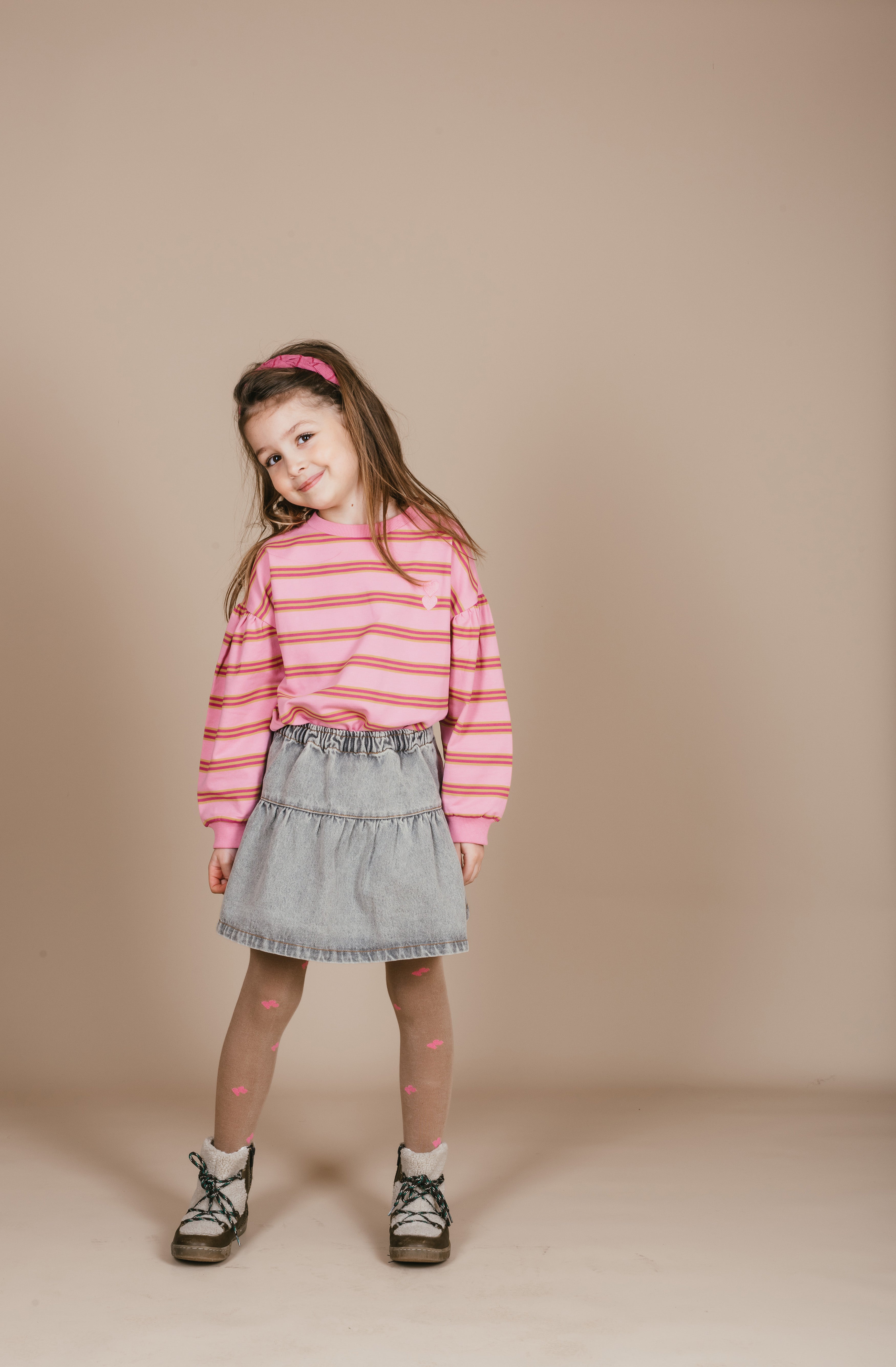 Petit Blush - jeans ruffle skirt - washed light grey