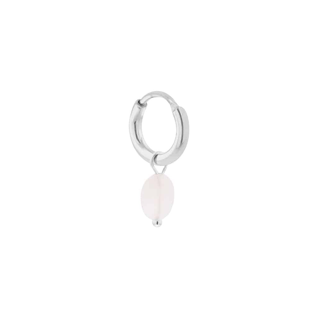 Label Kiki - white oval hoop silver