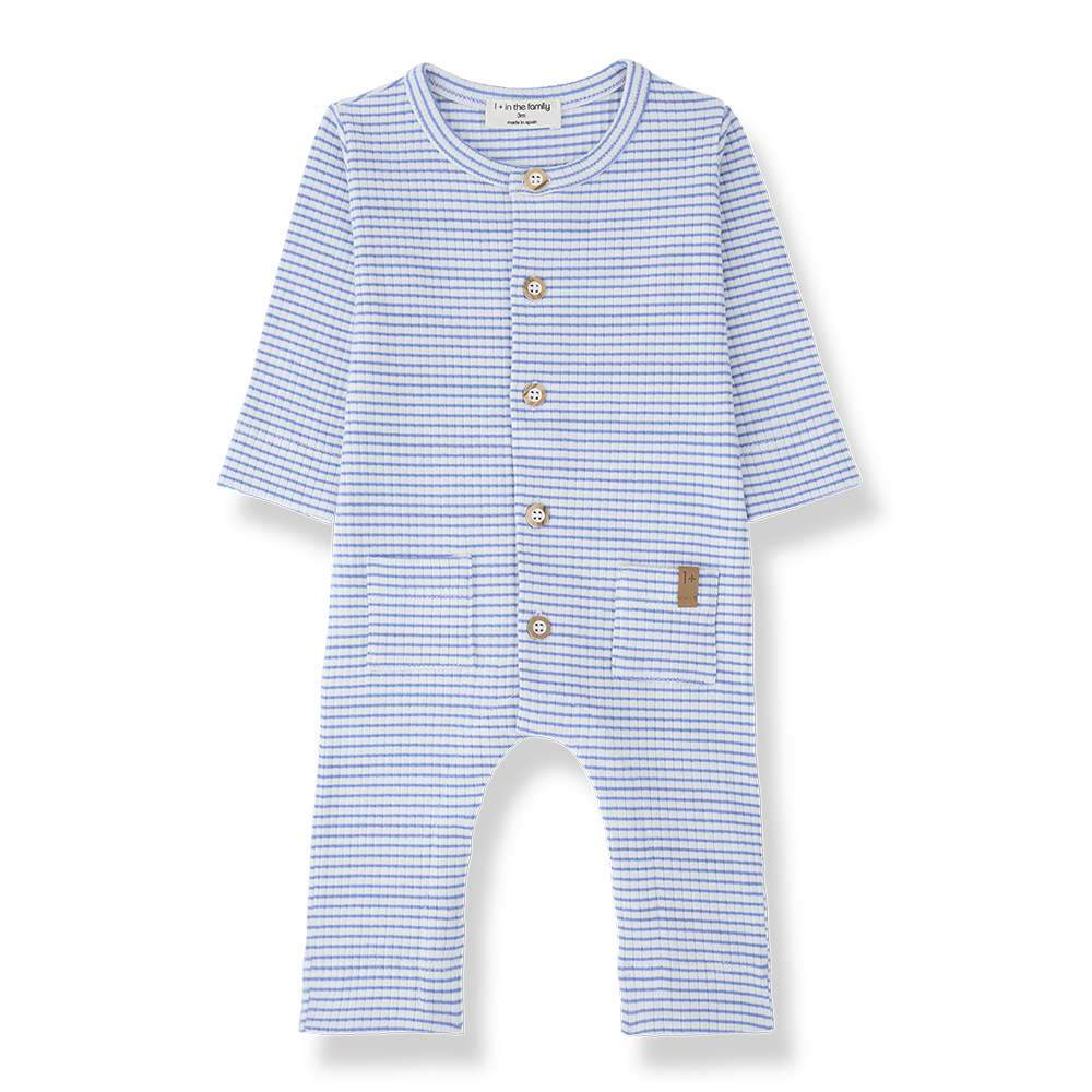 1+ in the family - cambrils rib striped onesie - ultramarine