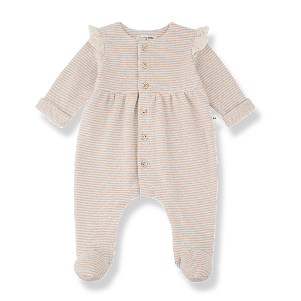 1+ in the family - orleans soft striped fleece onesie - nude