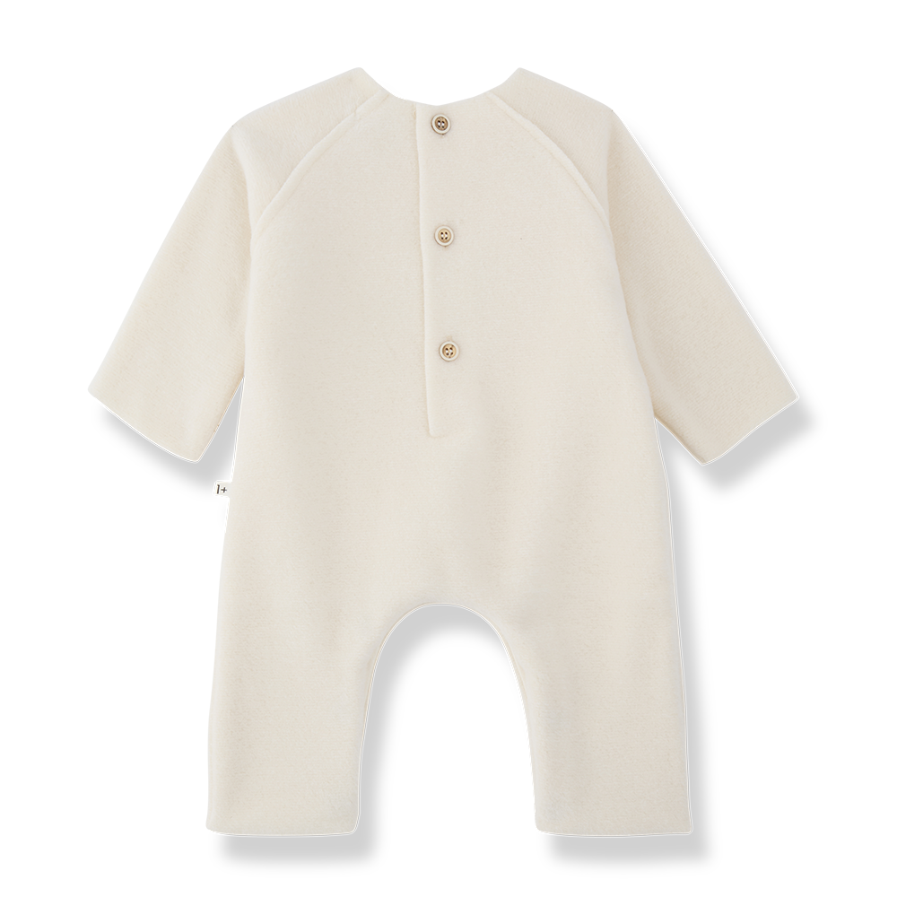 1+ in the family - dijon bamboo polar onesie - ecru