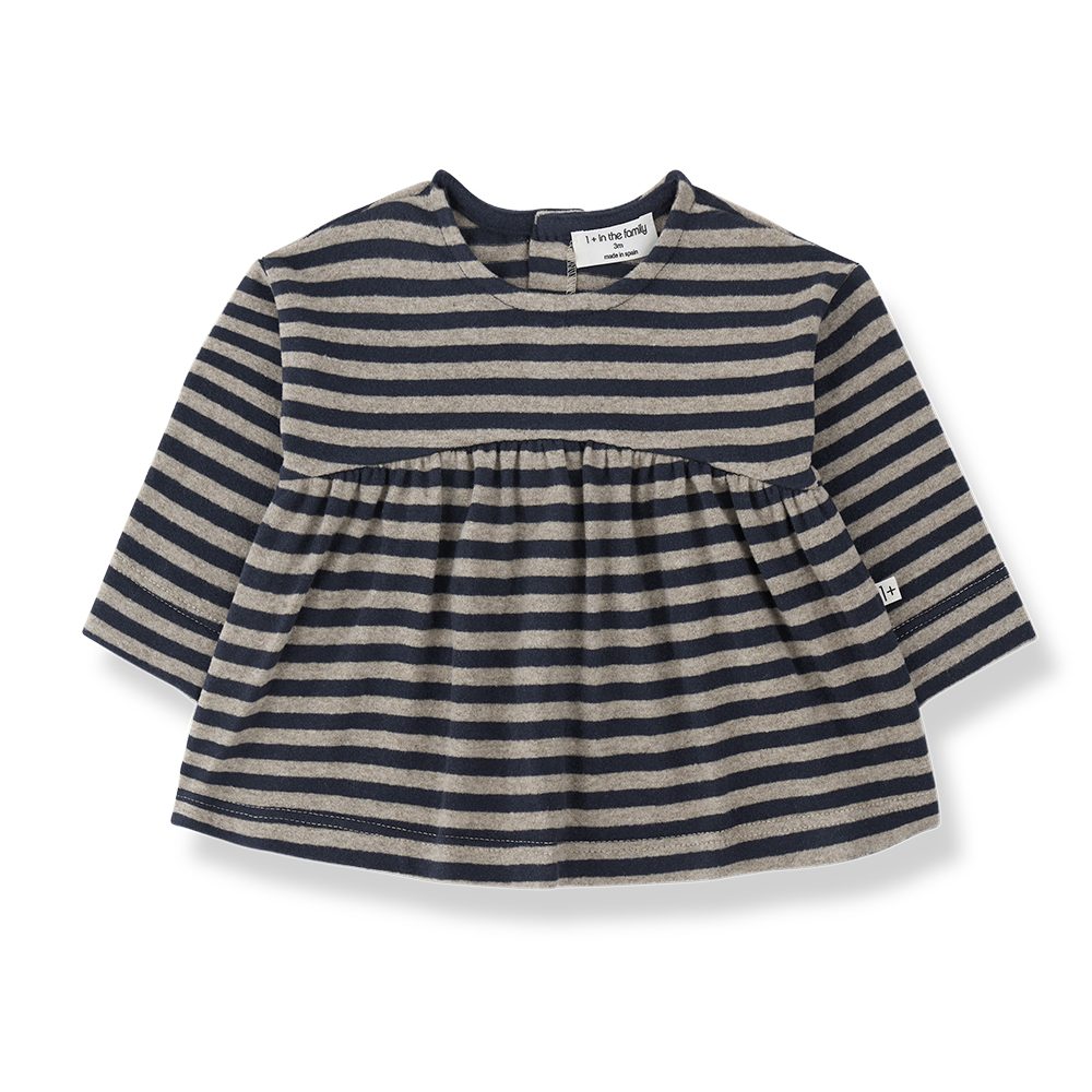 1+ in the family - sardegna striped jersey jurk - blue