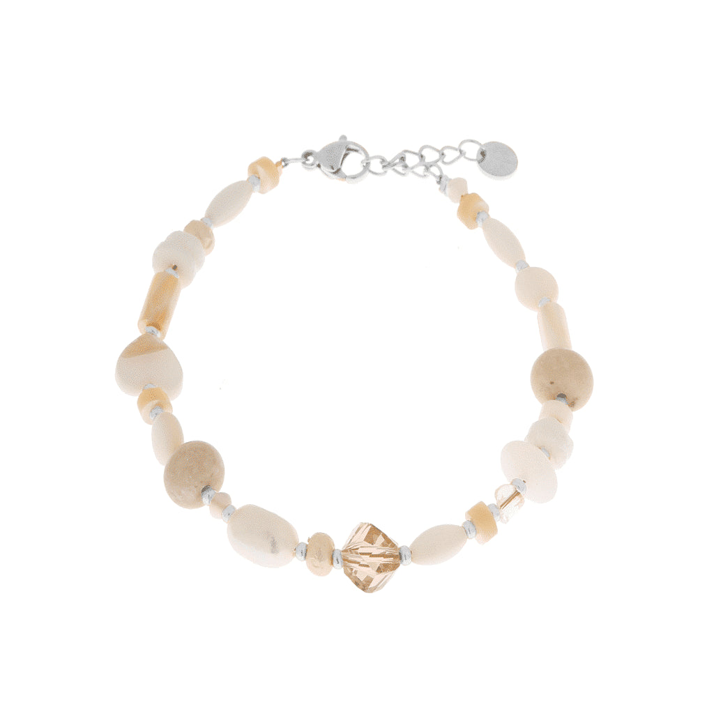 Label Kiki - white beach bracelet silver
