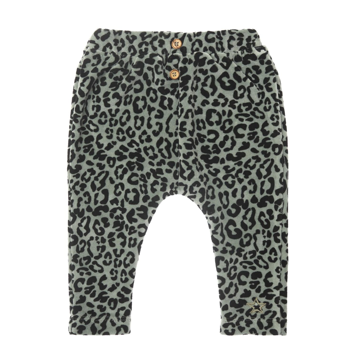 Tocoto Vintage - animal print velvet baby legging - green