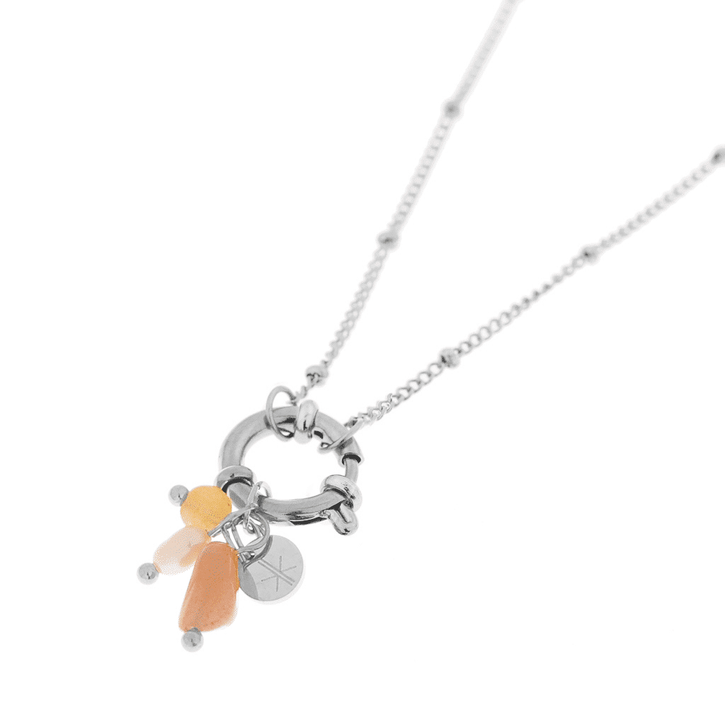 Label Kiki - gemstone long necklace silver