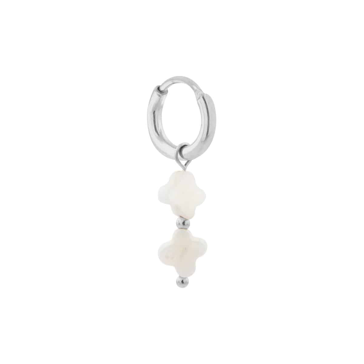 Label Kiki - white clover hoop silver