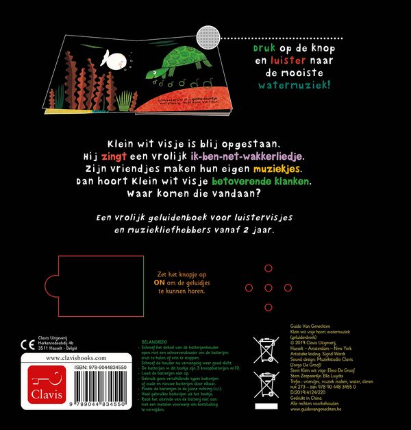 Clavis - geluidenboek - klein wit visje hoort watermuziek