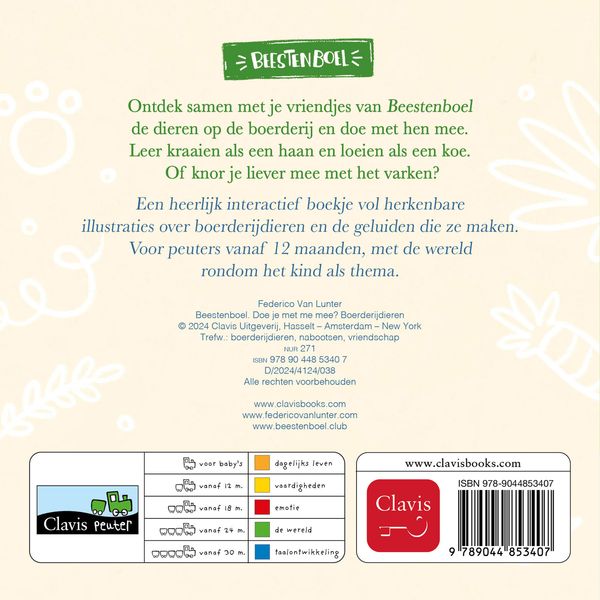 Clavis - kartonboekje - doe je met me mee? boerderijdieren