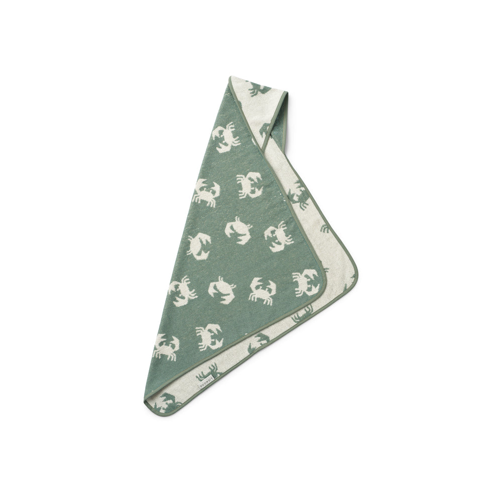 Liewood - alba yarn dyed hooded baby towel - crab sandy