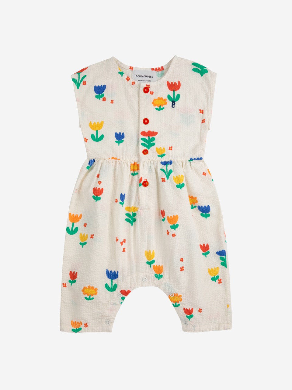 Bobo Choses - garden party all over woven overall - offwhite