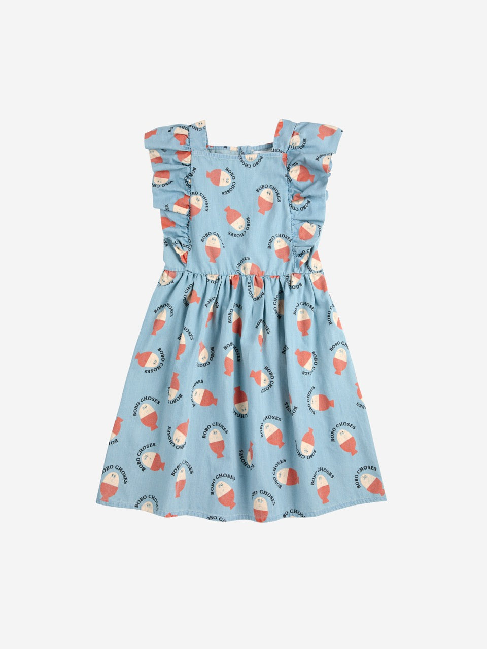 Bobo Choses - morning egg all over ruffle dress - light blue