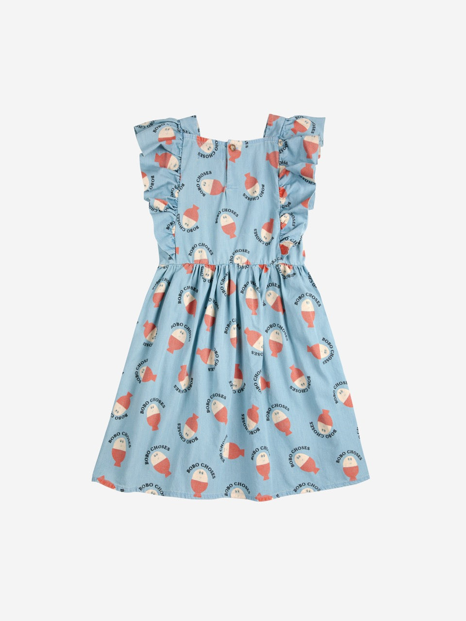 Bobo Choses - morning egg all over ruffle dress - light blue