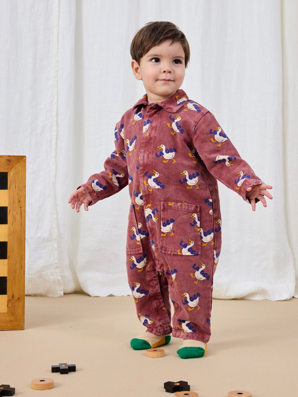 Bobo Choses - la oca all over woven overall - brown