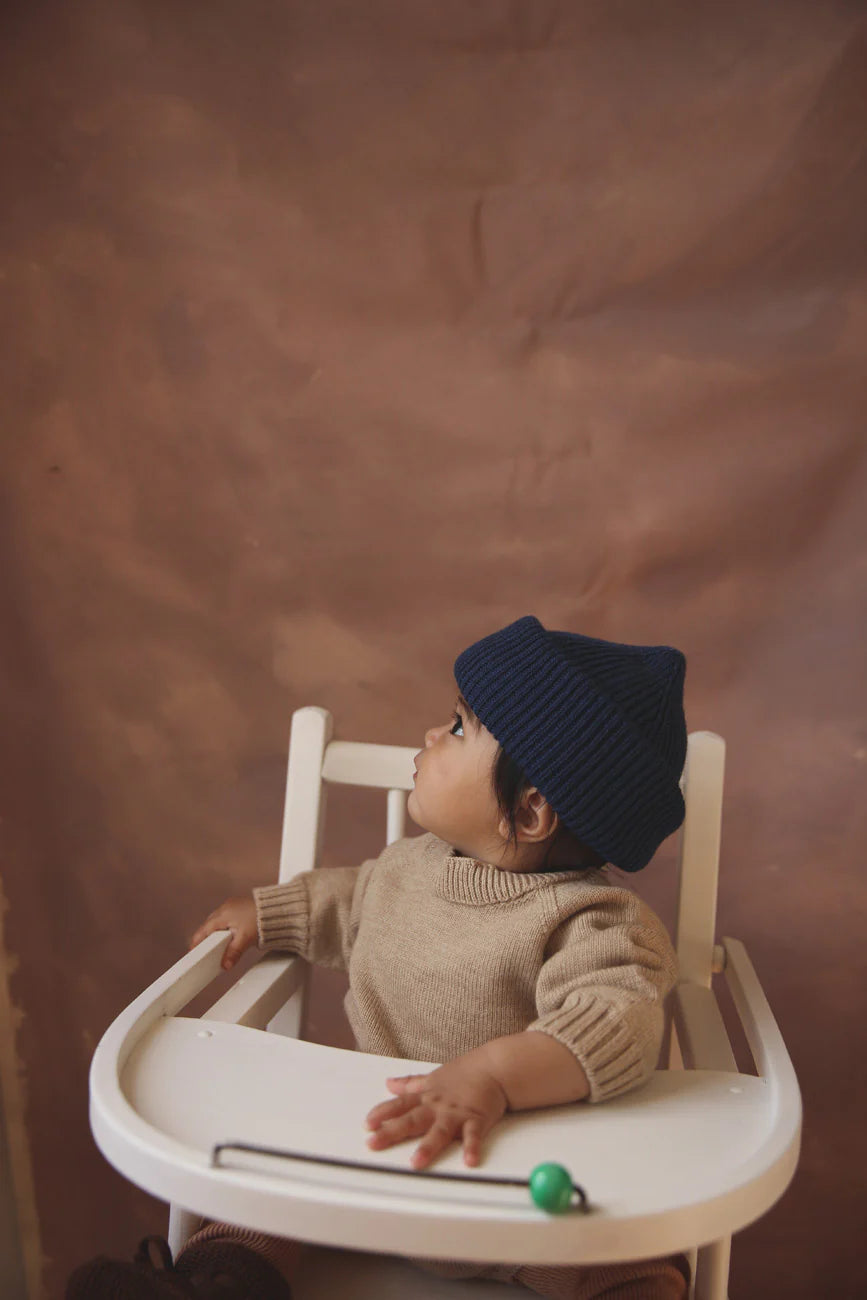 Hvid - beanie fonzie kids - blue