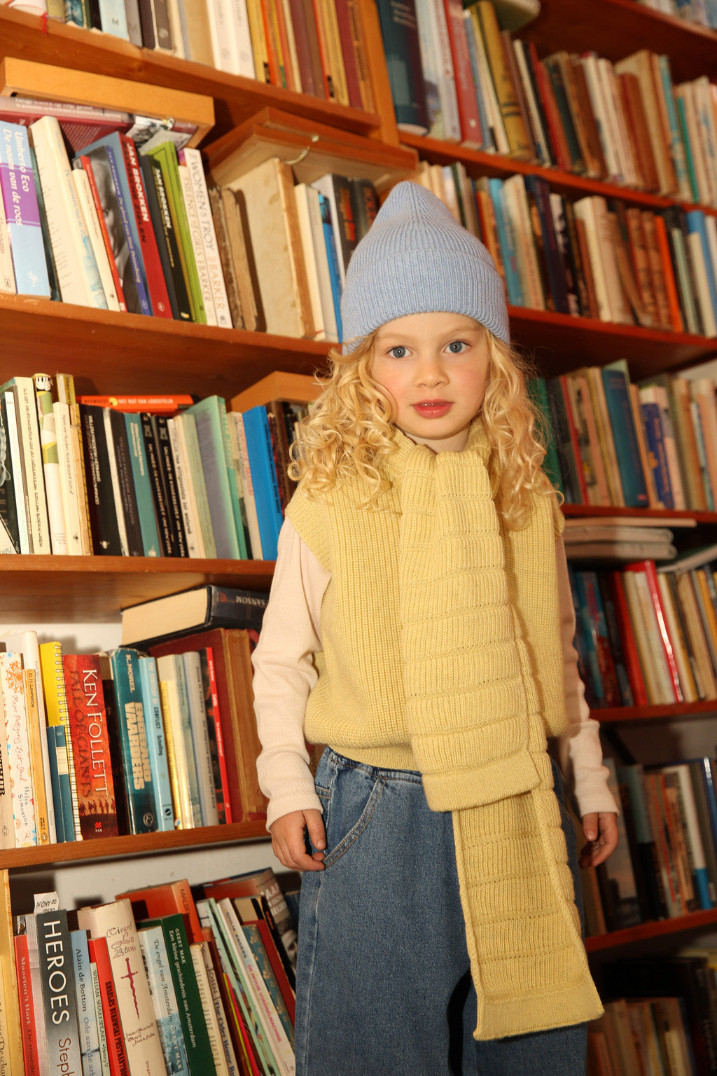 Hvid - beanie fonzie kids - light blue