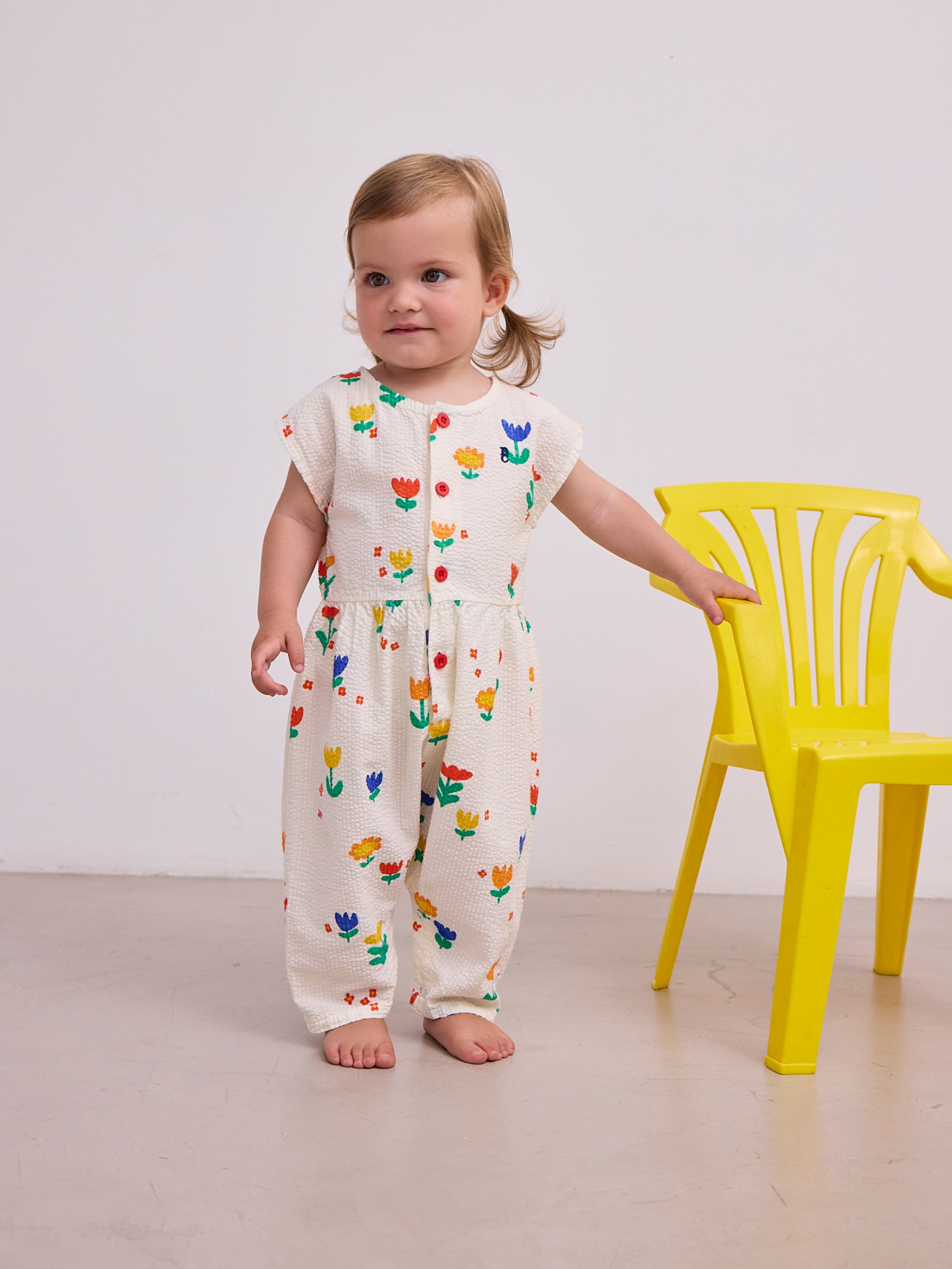 Bobo Choses - garden party all over woven overall - offwhite