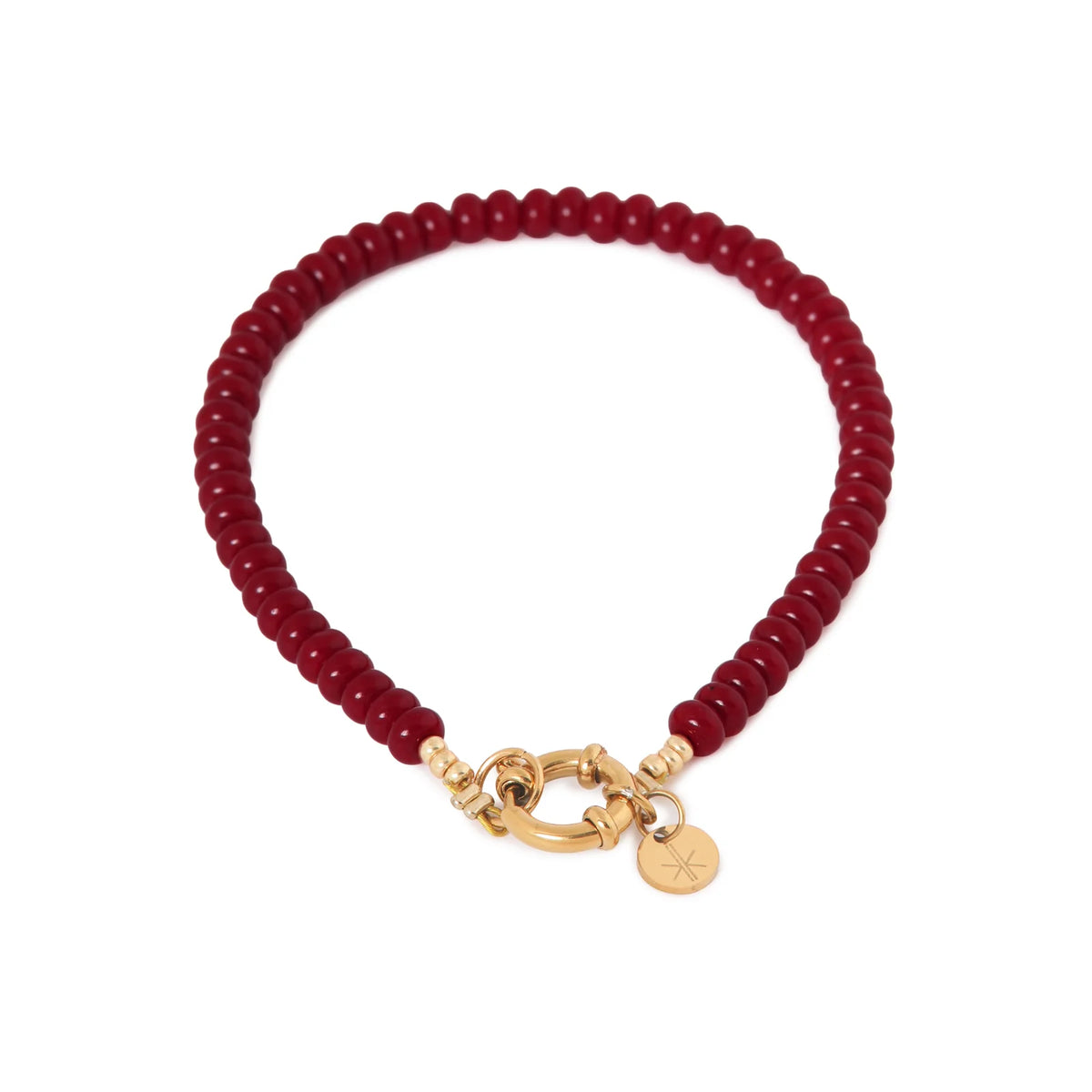 Label Kiki - burgundy small bracelet gold