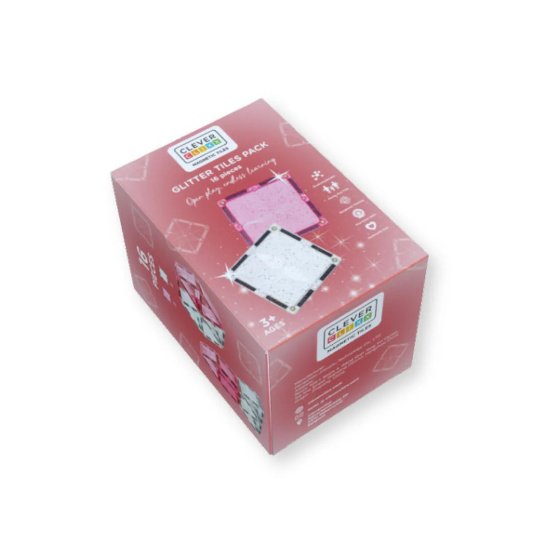 Cleverclixx - glitter tiles pack transparant 16 stuks