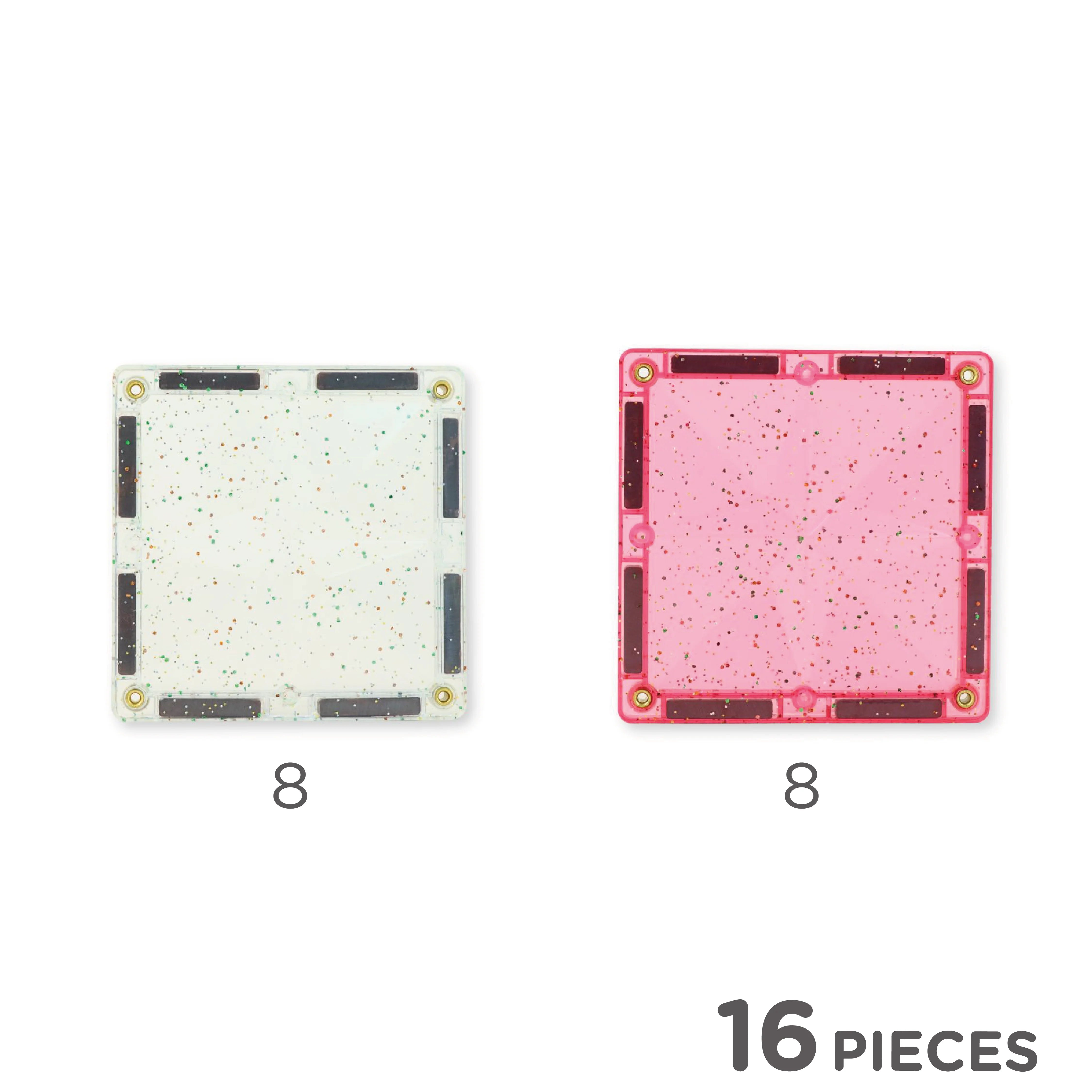 Cleverclixx - glitter tiles pack transparant 16 stuks