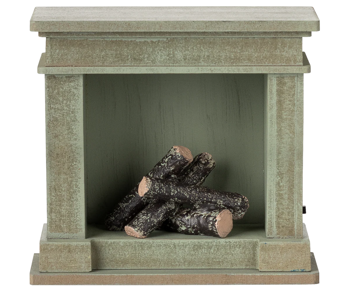 Maileg - fireplace - dusty green