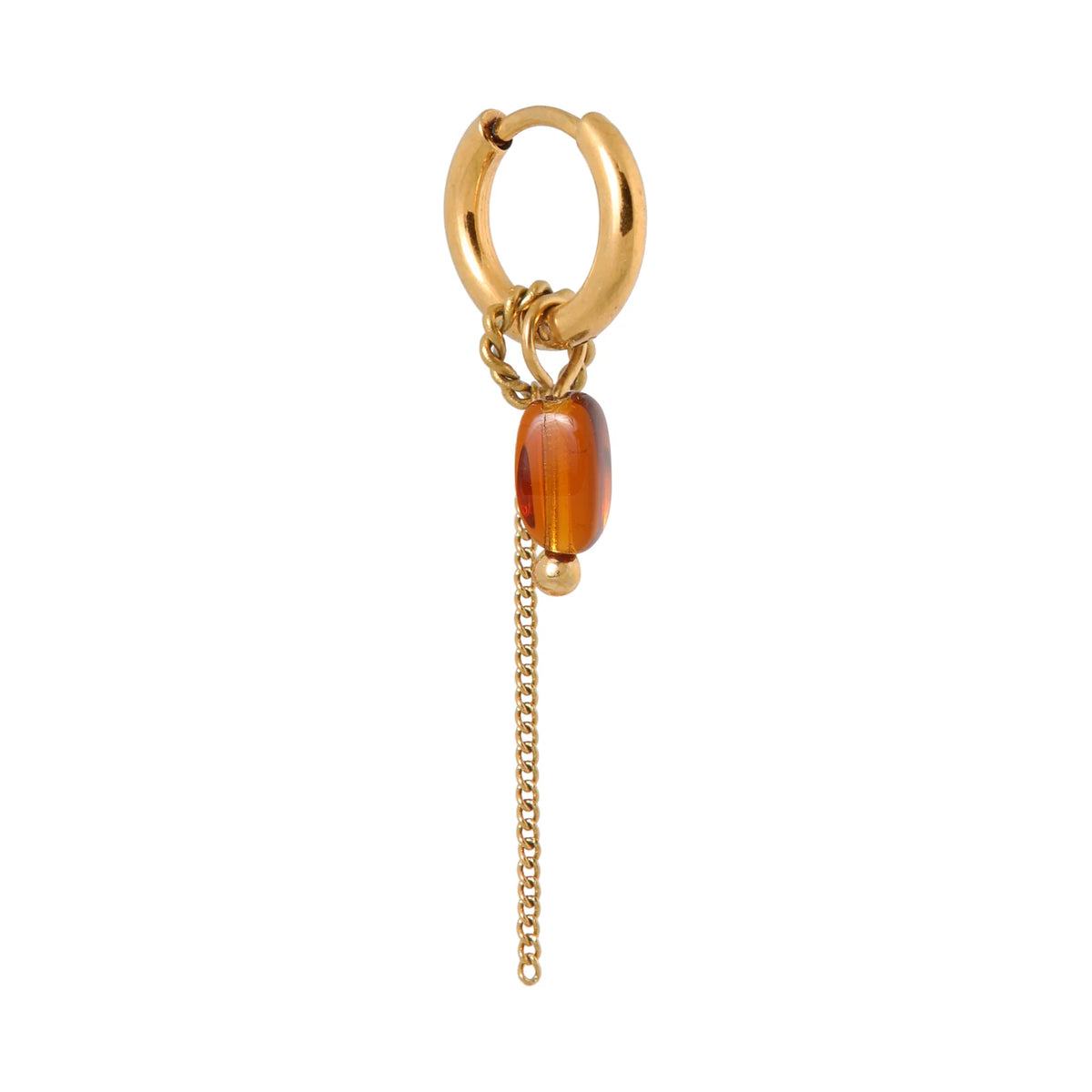 Label Kiki - chain oval brown hoop gold