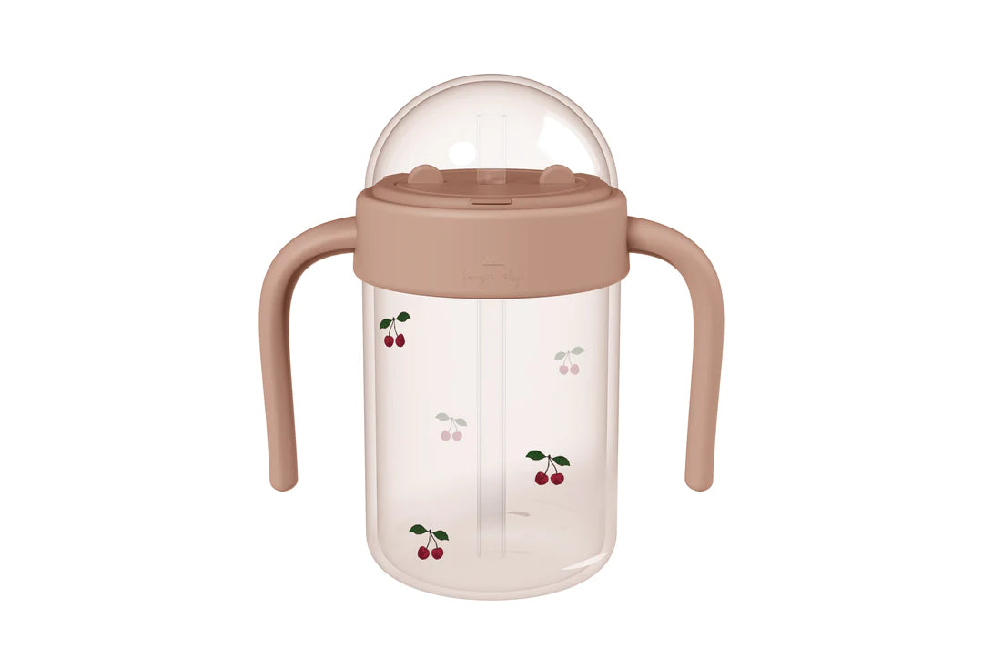 Konges Slojd - drinkfles met handvat en rietje - cherry