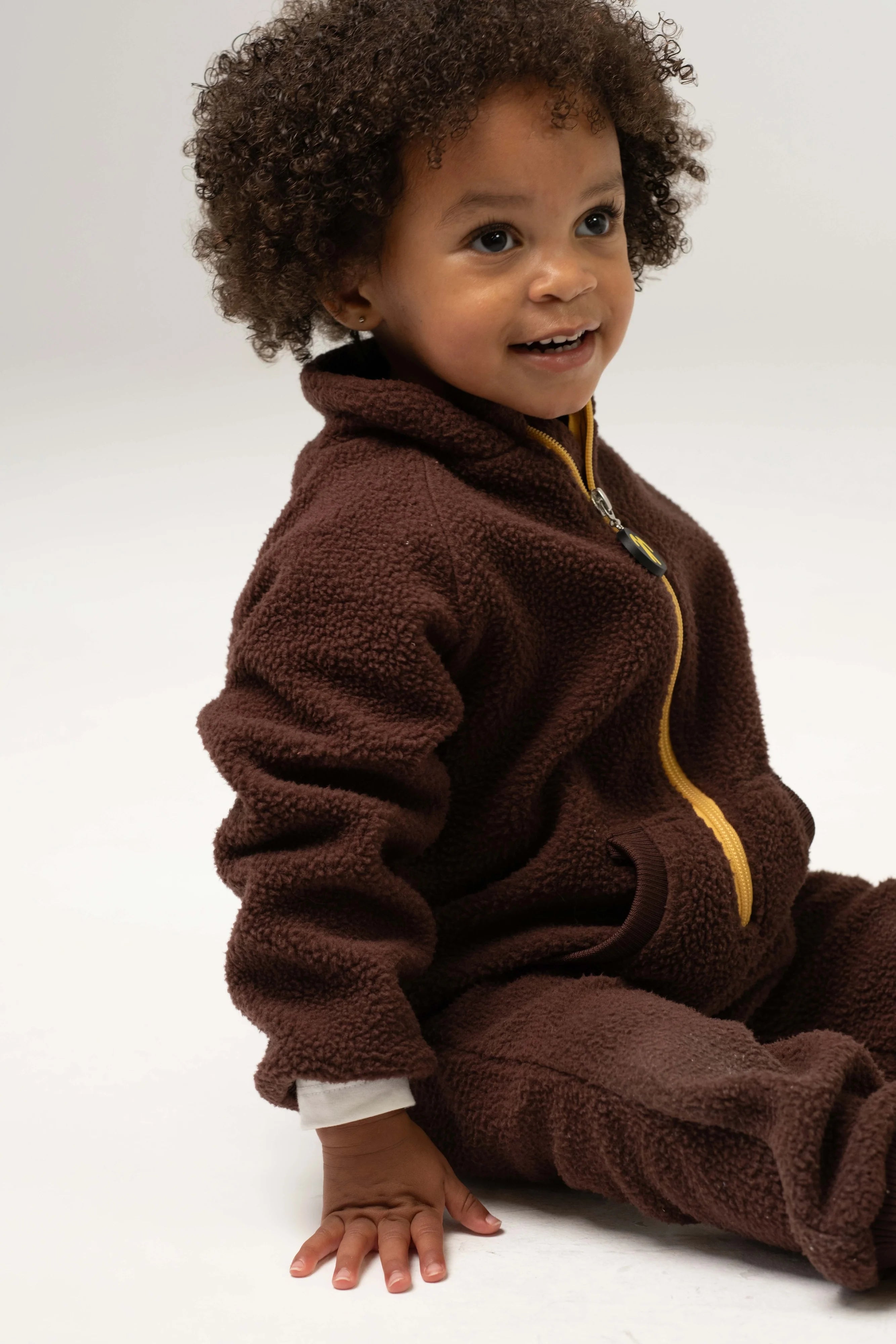 Ducksday - sherpa fleece onesie - brown/yellow