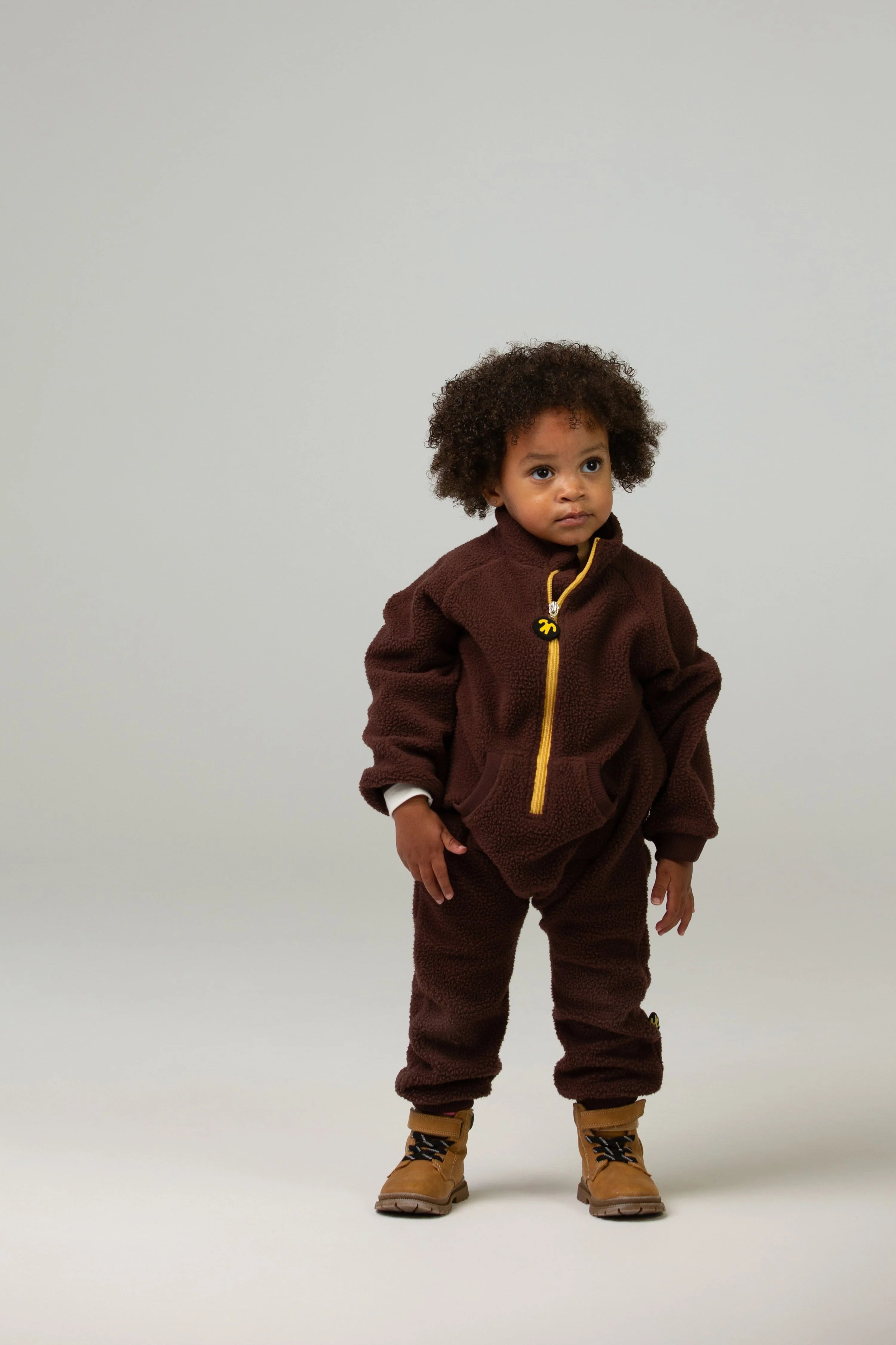 Ducksday - sherpa fleece onesie - brown/yellow