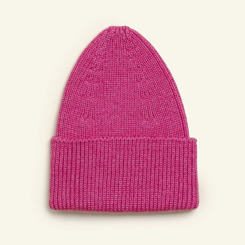Hvid - beanie fonzie kids - fuchsia