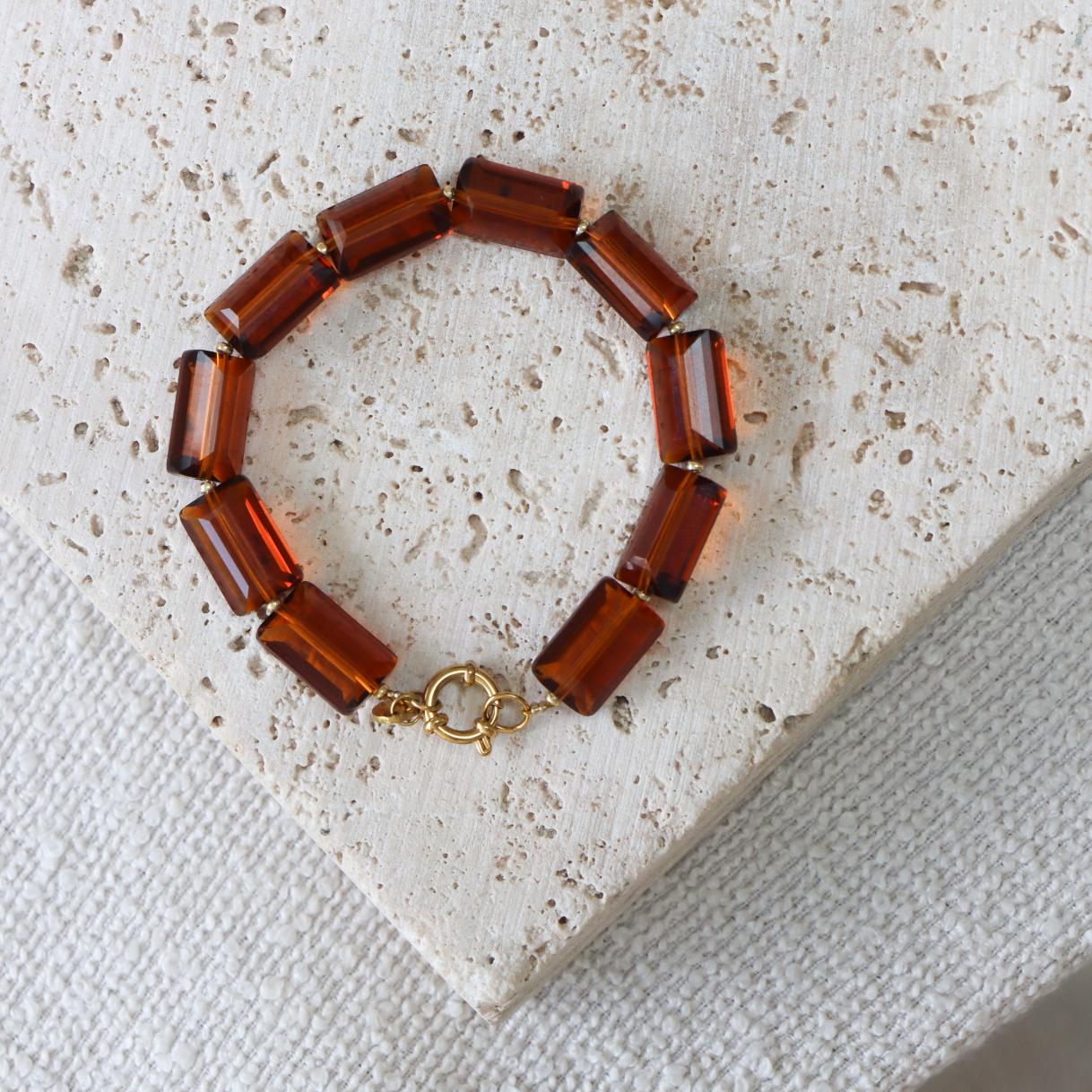 Label Kiki - shiny brown bracelet gold
