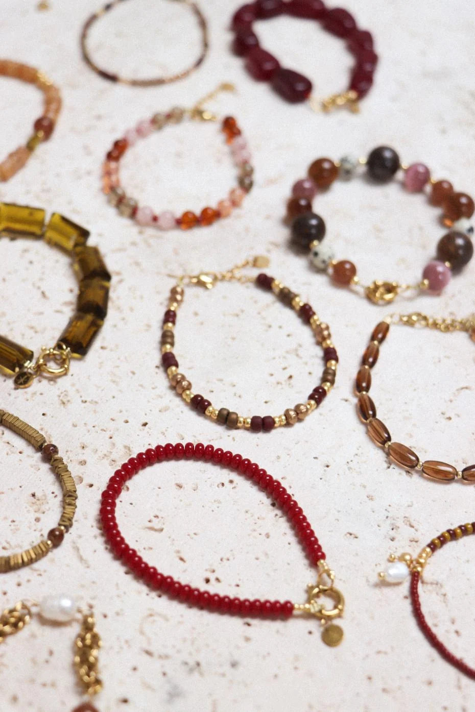 Label Kiki - burgundy small bracelet gold