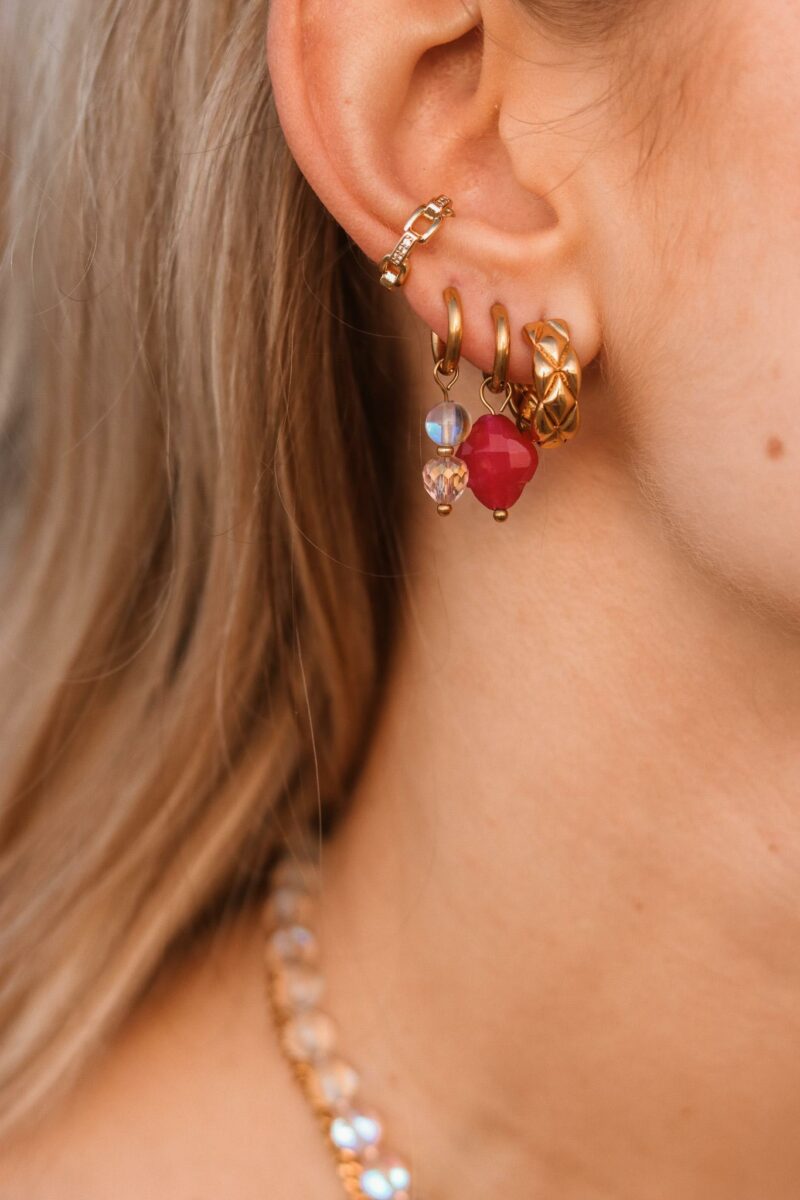 Label Kiki - magenta clover hoop gold