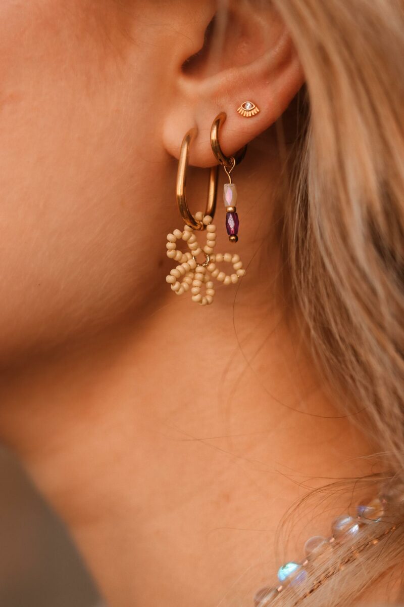 Label Kiki - flower beads hoop gold