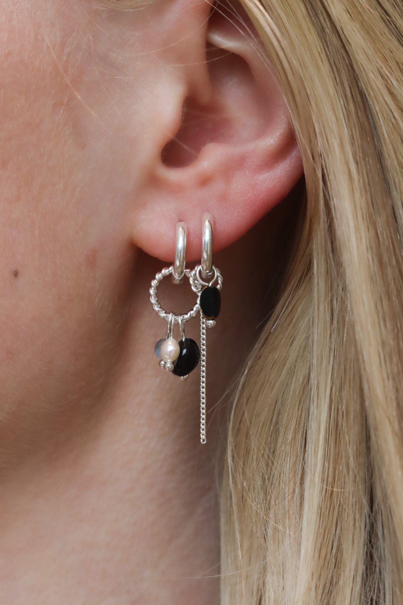 Label Kiki - gemstone 2.0 hoop silver