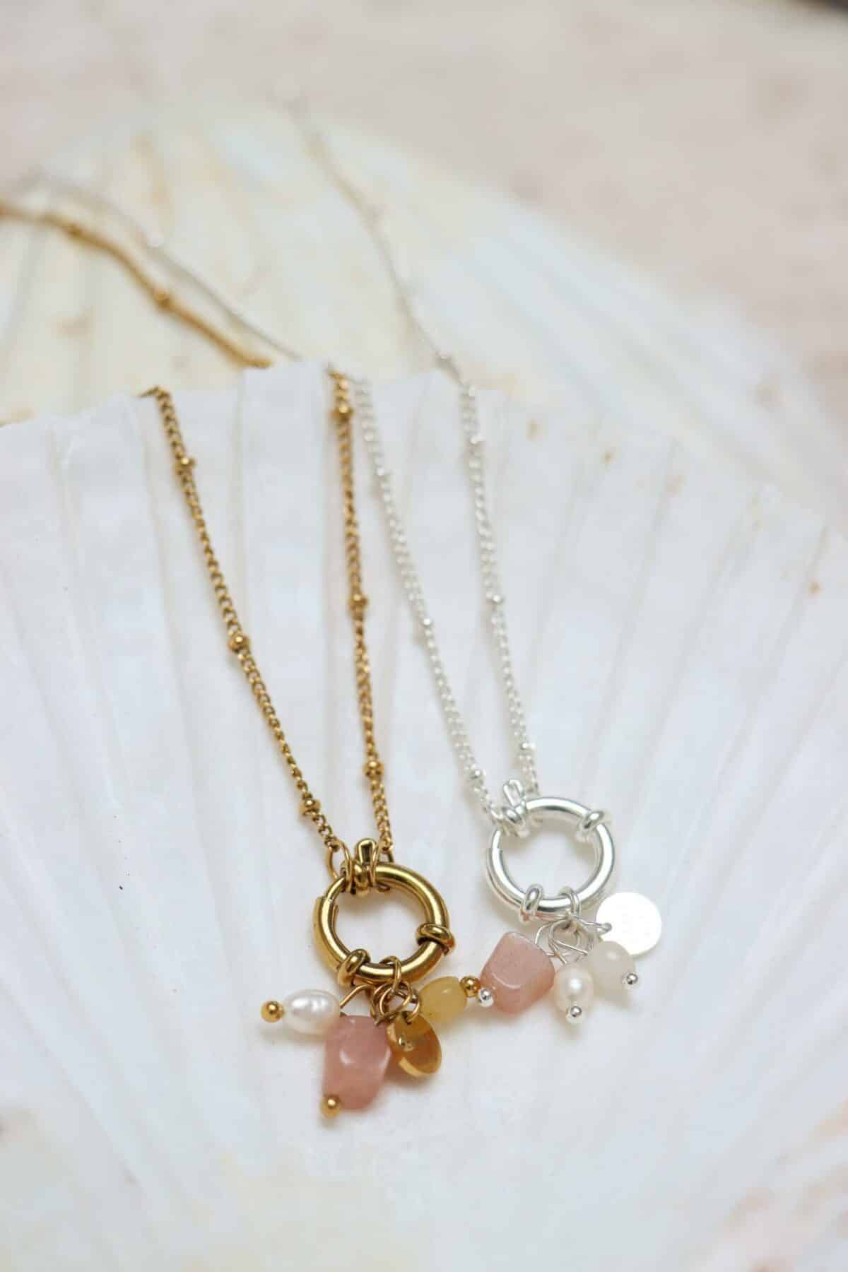 Label Kiki - gemstone long necklace silver