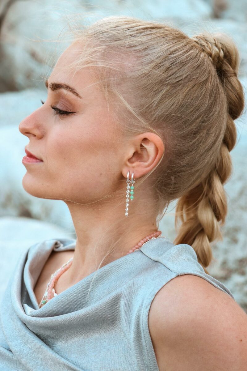 Label Kiki - seagreen hoop silver