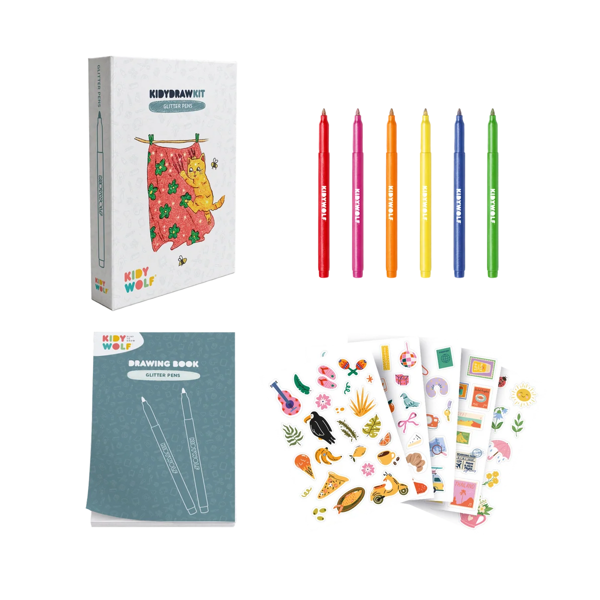 Kidywolf - kidydraw pad - kit glitterstiften