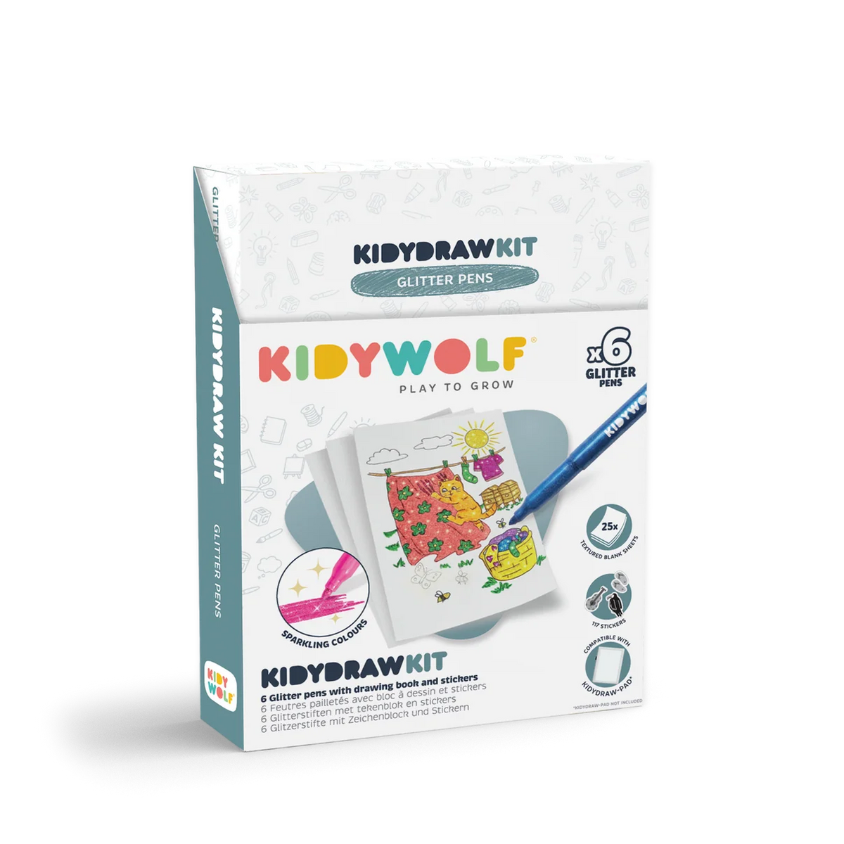 Kidywolf - kidydraw pad - kit glitterstiften
