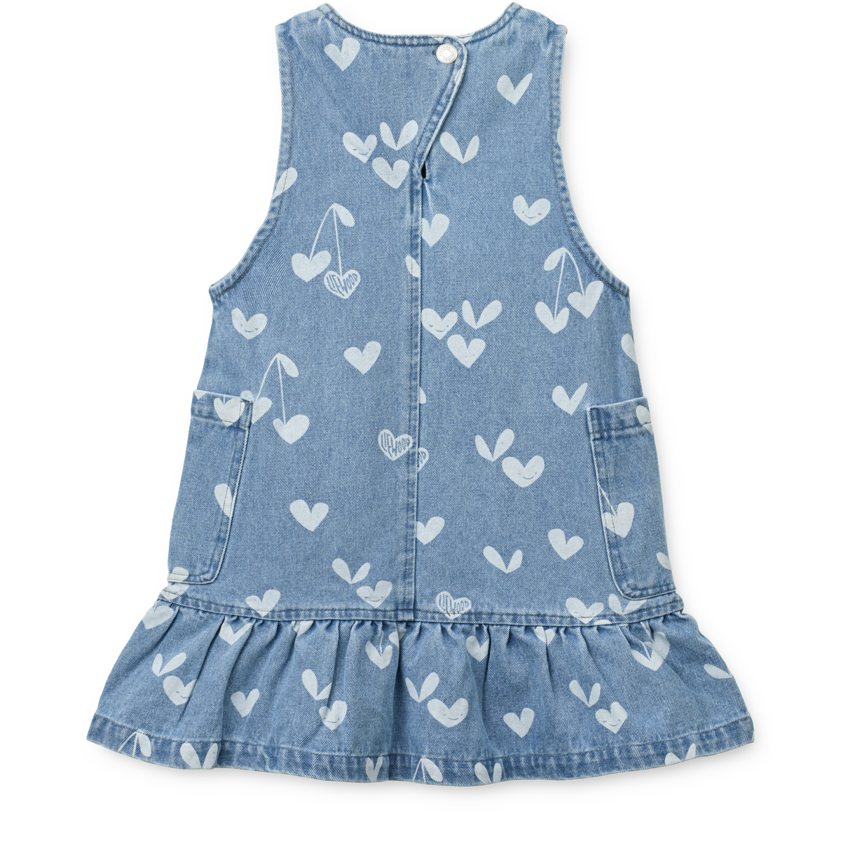 Liewood - angelica printed denim frill dress - sweatheart / light blue denim